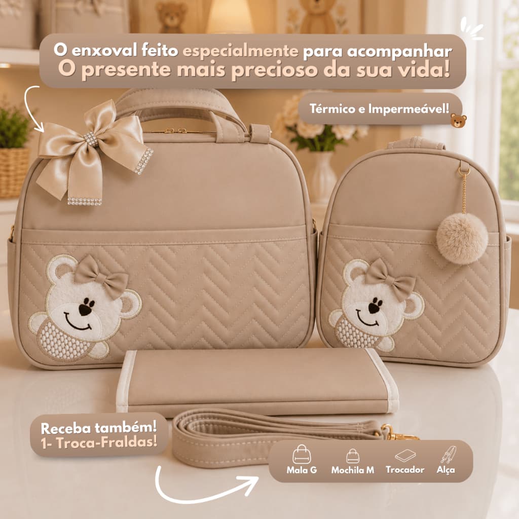 Kit Mala Bolsa Saída Maternidade completo com 2 peças para meninos e meninas Térmicos e Impermeáveis