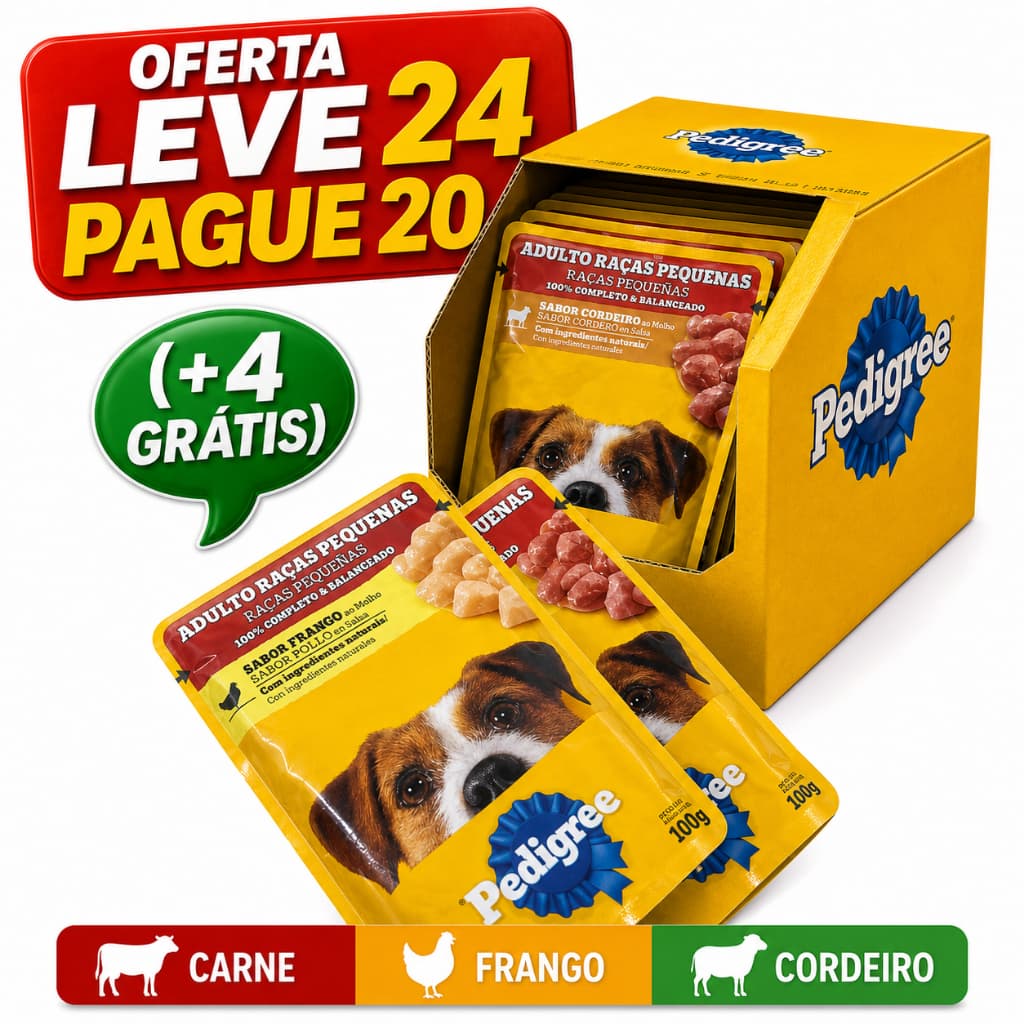 Ração Sachê Pedigree Kit Atacado Leve 24 Pague 20 Adulto Raças Pequenas Caixa Fechada