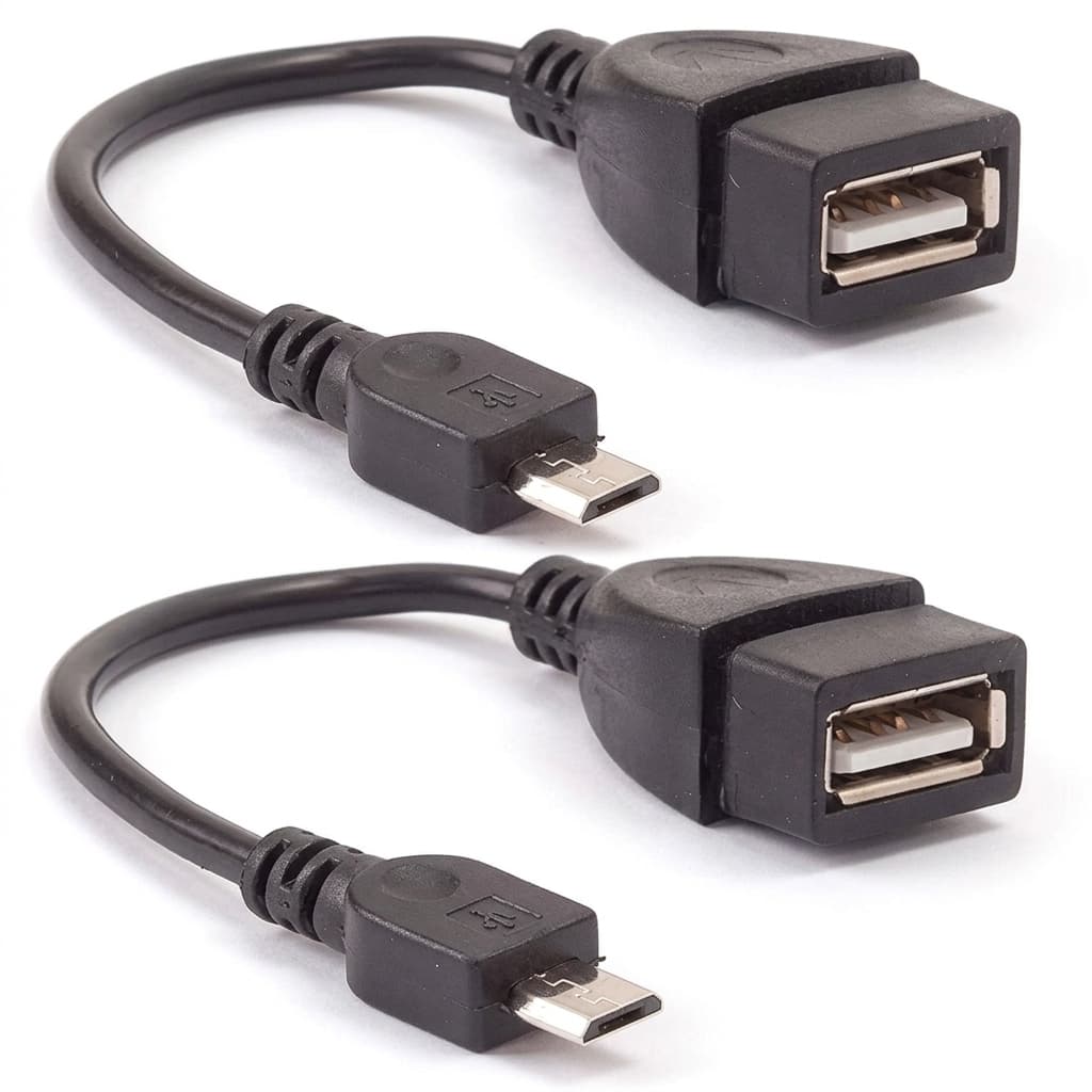 kit 2 Cabos Adptador OTG V8 Micro USB-A para Pendrive Smartphone Celular Transferência de Dados