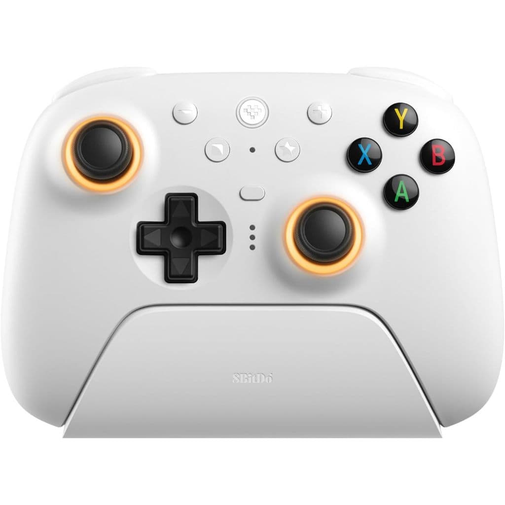 Controle 8Bitdo Ultimate 2 TMR, 1000 Hz, HALL EFFECT, Com Dock de carregamento, RGB, PC, Android - Cor Branco