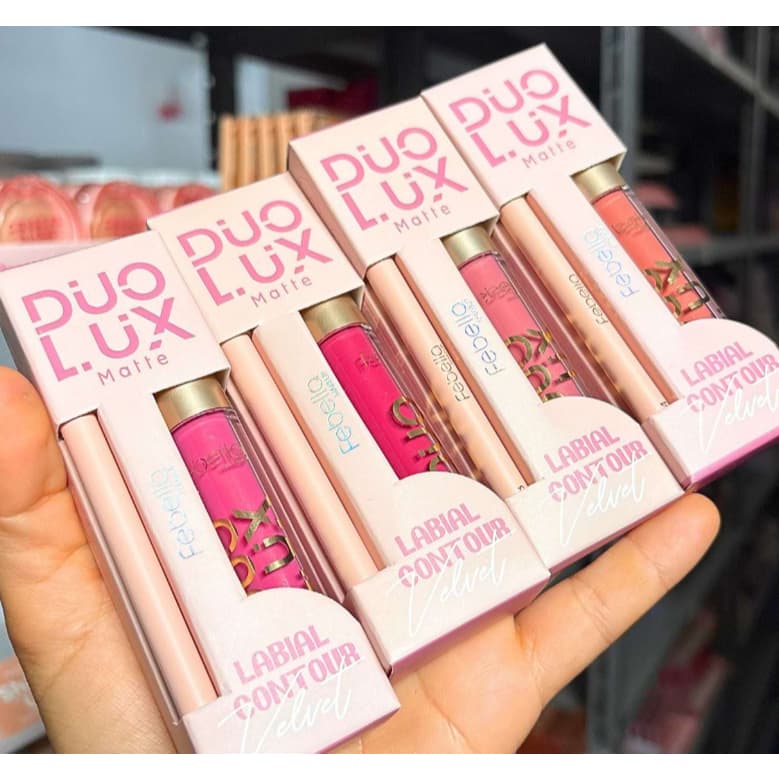 Kit Batom Líquido e Lápis de Contorno Labial Duo Lux Febella