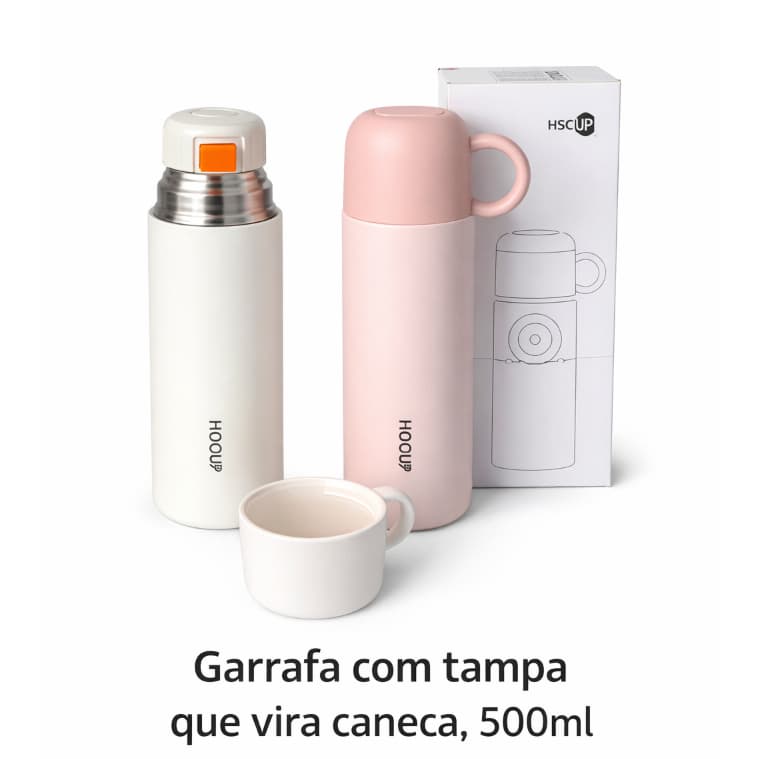 Garrafa Térmica com Tampa Xícara Para Café Chá Água Antivazamento Trava Tampa 500ml