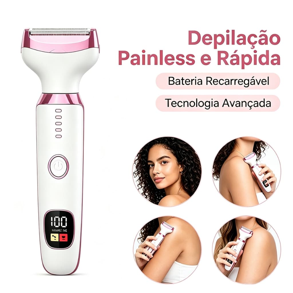 Depilador Elétrico 5 em 1 Recarregável 💦 Resistente à Água para Corpo, Rosto e Sobrancelhas - Sem Dor e Portátil-M7