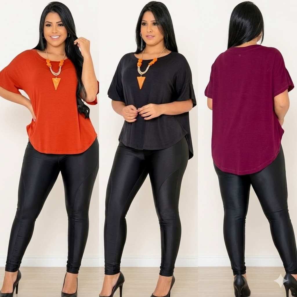 Blusa mullet moda feminina alongada atrás soltinha moderna leve confortável elegante versátil manga curta dia a dia