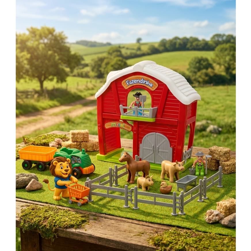 Brinquedo Fazendinha 21 Peças Animais Fazenda Celeiro Educativo Desenvolvimento Imaginação Crianças