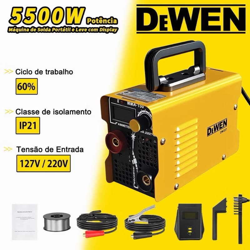 Máquina de Solda MIG/MMA-300 Portátil e Leve 2 em 1 para Soldagem de Chapas e Estruturas Metálicas 127/220V
