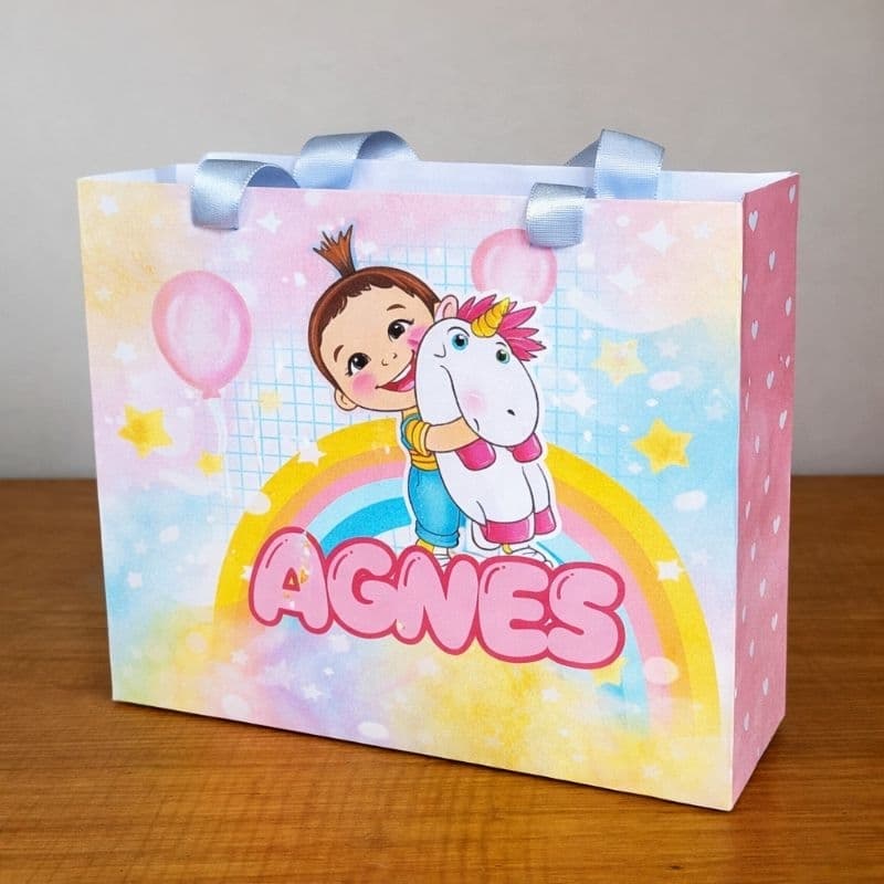 Sacolinha Surpresa Personalizada com Nome e Idade Tema Agnes Meu Malvado Favorito| Lembrancinha Decoração Festa Infantil