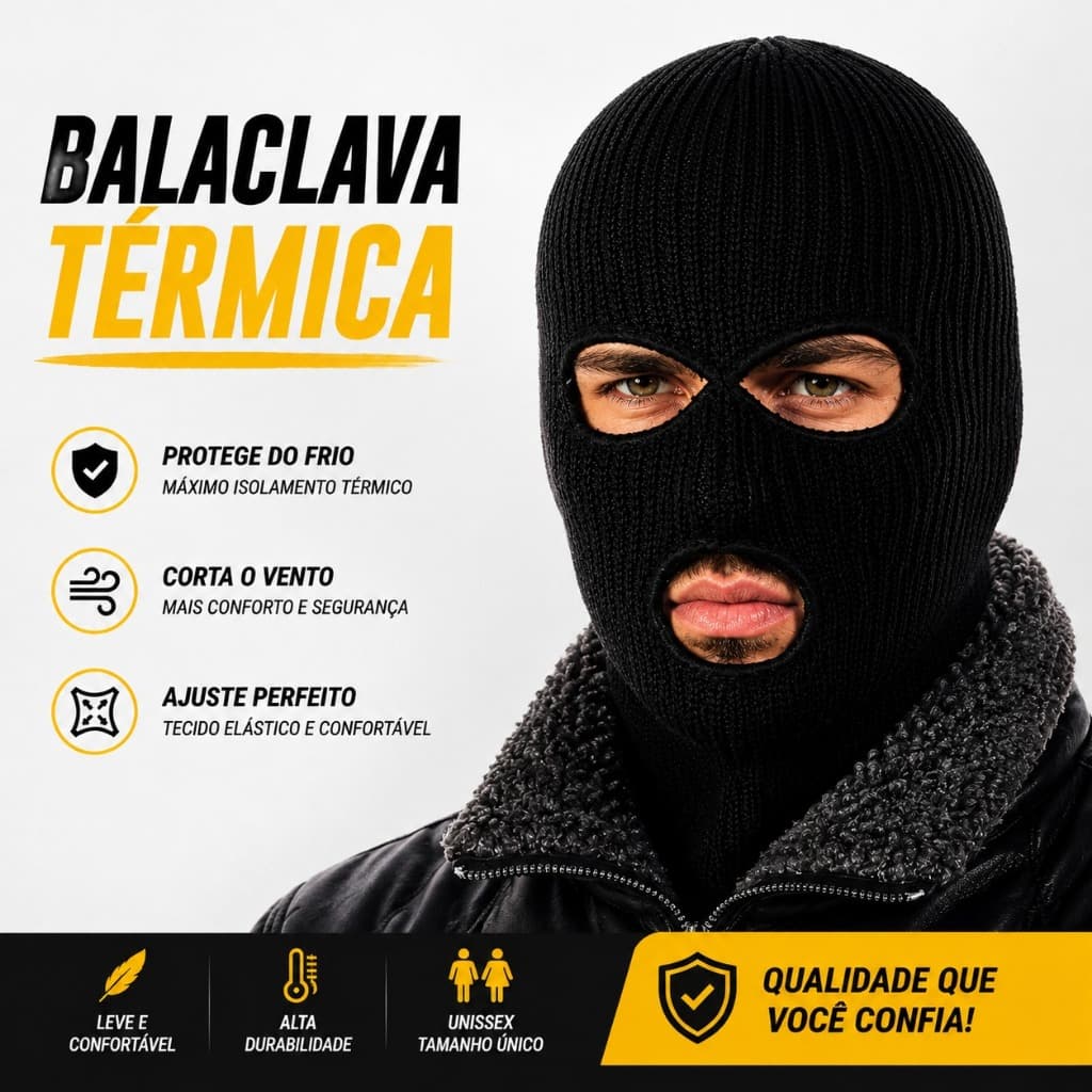 Balaclava Motoqueiro Touca Ninja Frio Máscara Proteção Vento Esporte Térmica Unissex
