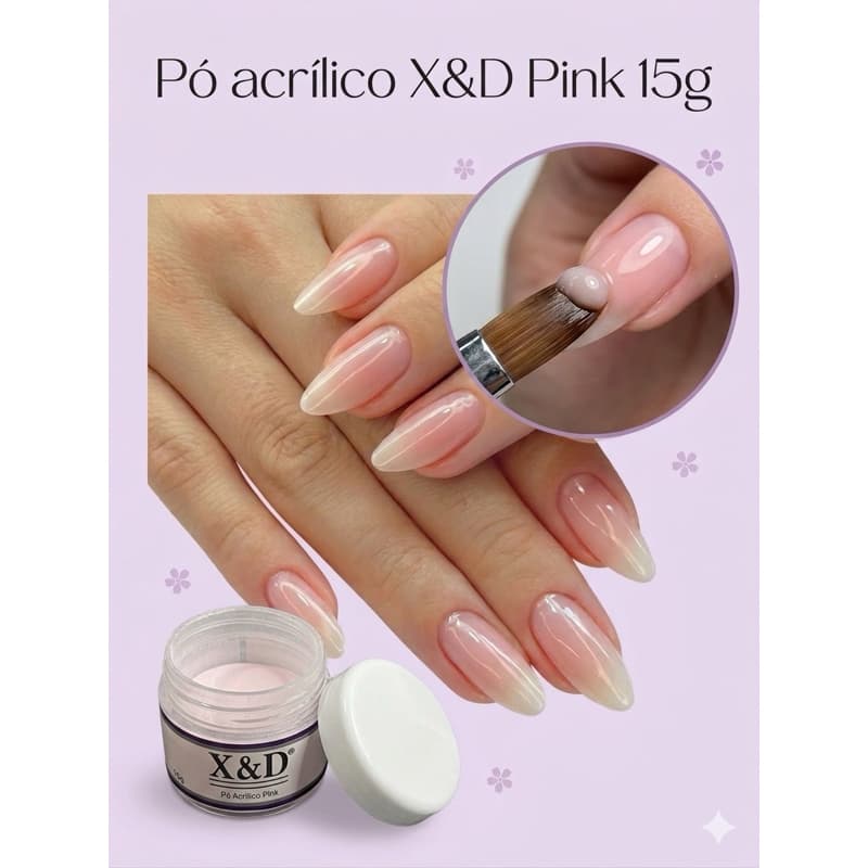Po Acrílico pink 15g para alongamento de unhas Acrigel ou unhas acrílicas Porcelana