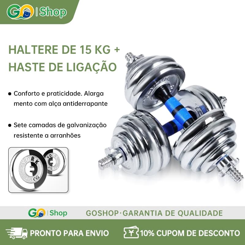 Kit de Halteres Ajustáveis 15kg com Barra para Musculação + Maleta Premium