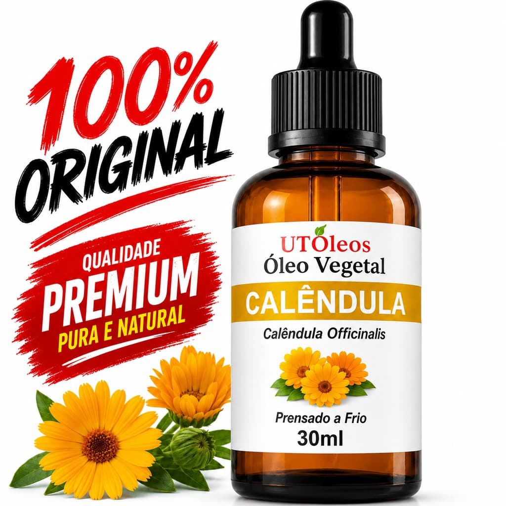 Óleo Vegetal Calêndula 30ml Prensado a Frio Conta Gotas Uso Corporal Natural Premium Original