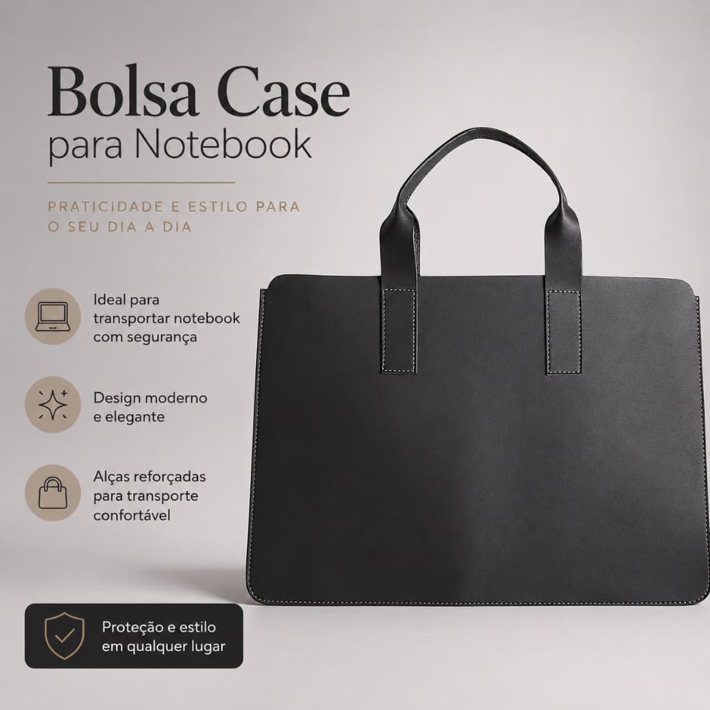 Bolsa Case Para Notebook Com Alça Reforçada Pasta Executiva Moderna Corporativo Trabalho Faculdade