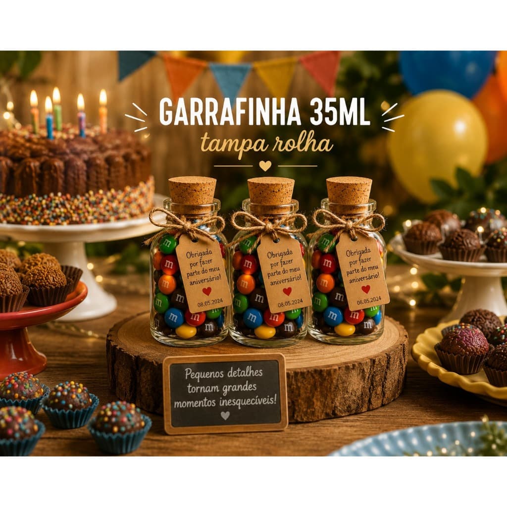Garrafinhas de Vidro Tampa de Rolha 35ml Potinho Lembrancinha Tempero