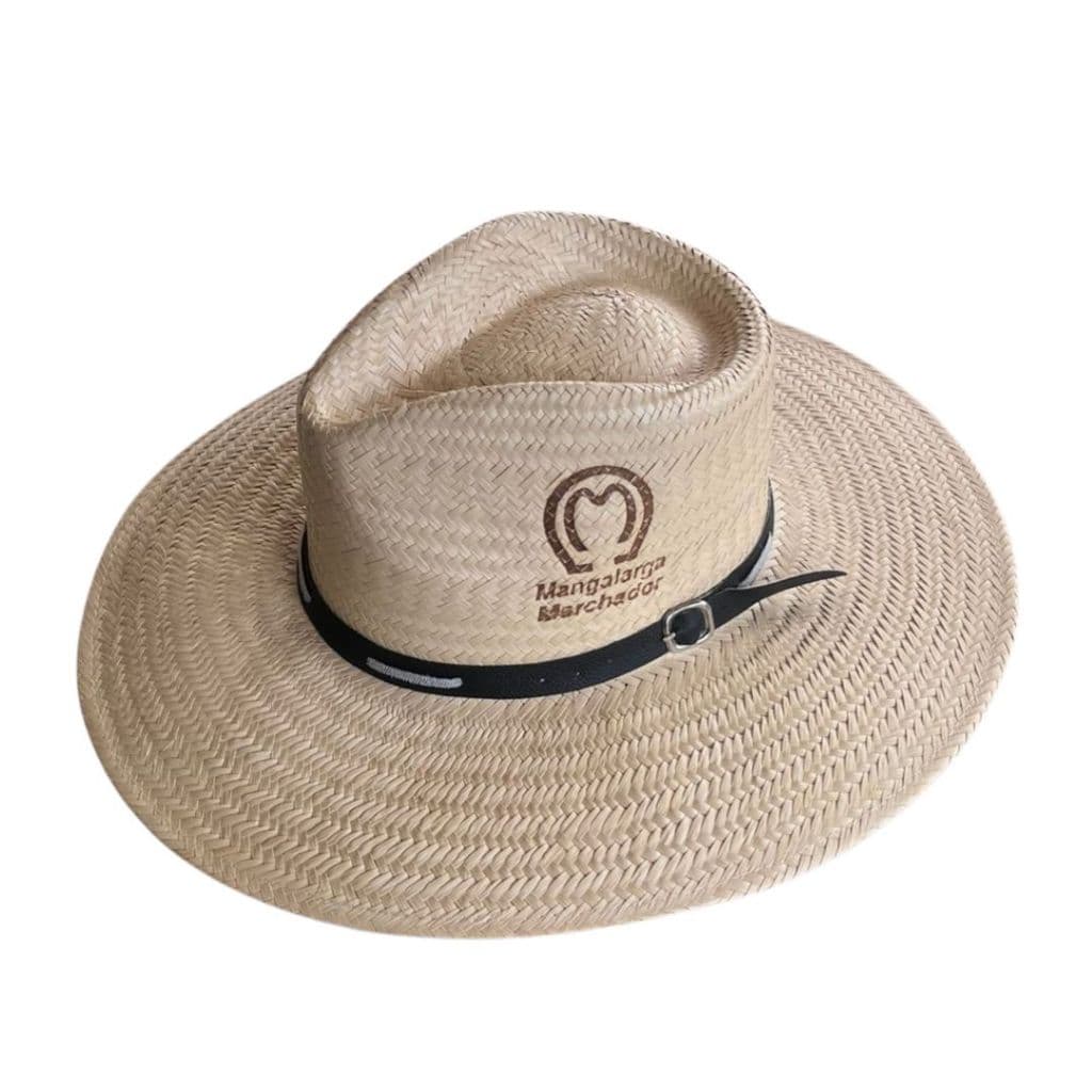 Chapéu Carimbo Mangalarga Machador Palha Natural Estilo Panamá Carandá Com Bandinha de Couro