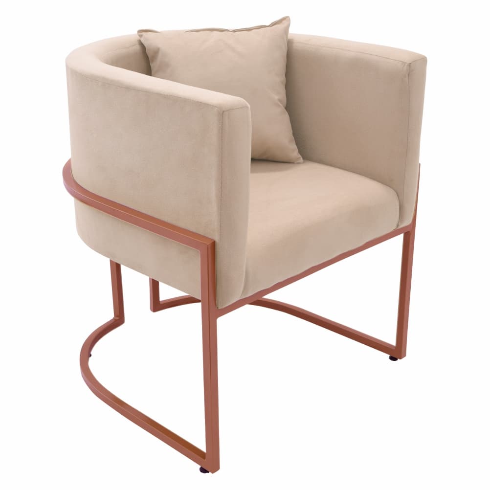 1 Poltrona Decorativa Ferro Rose Gold, Cadeira, Escritorio Sala de Jantar Recepeção e Clinica
