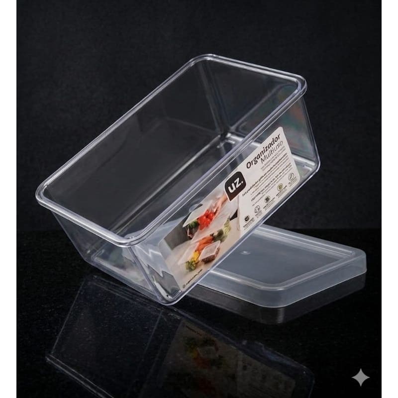 Organizador Multiuso Transparente acrili com Tampa UZ ,Geladeira ,Cozinha ,Armário ,Lavanderia pote Acrílico Resistente