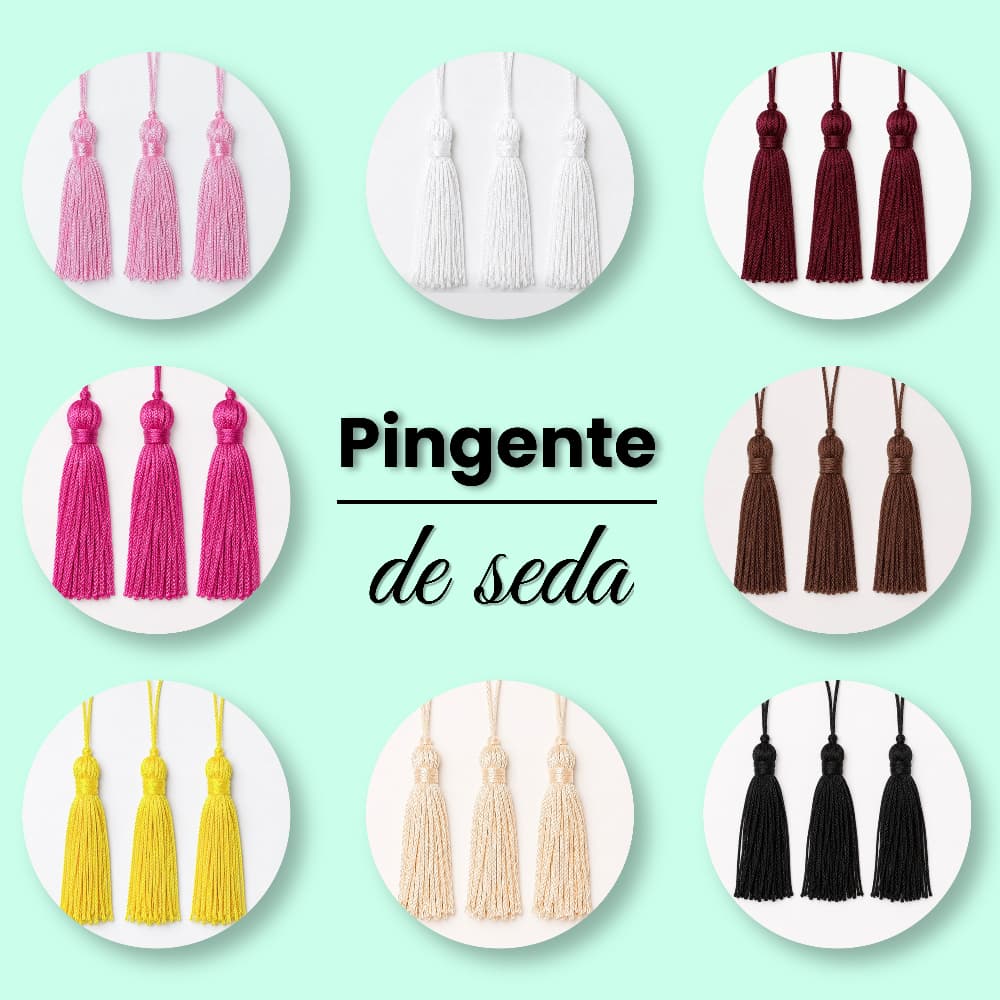 Pingente Tassel de Seda Franja - 7cm - 10 unidades Cores Variadas