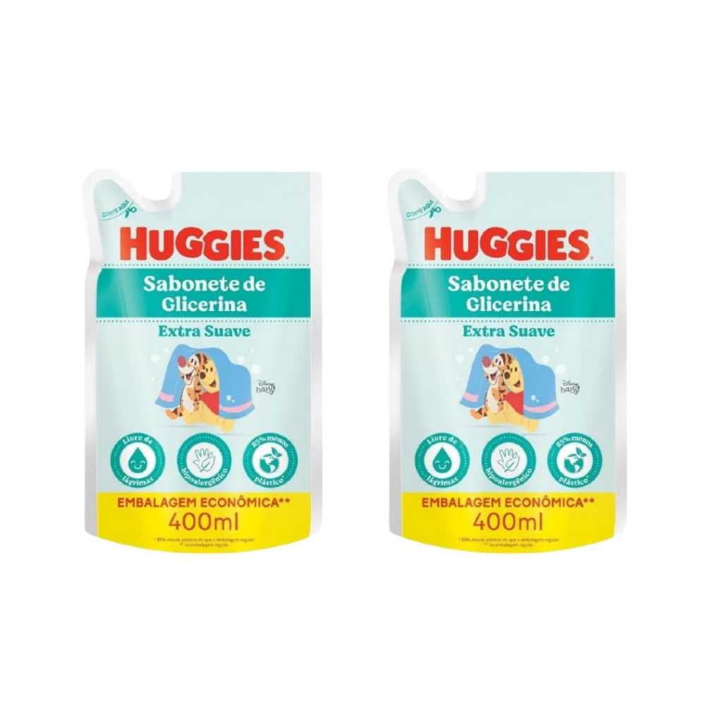 Sabonete Líquido Glicerina Huggies Extra Suave Refil 400ml - Ideal para Bebês e Pele Sensível