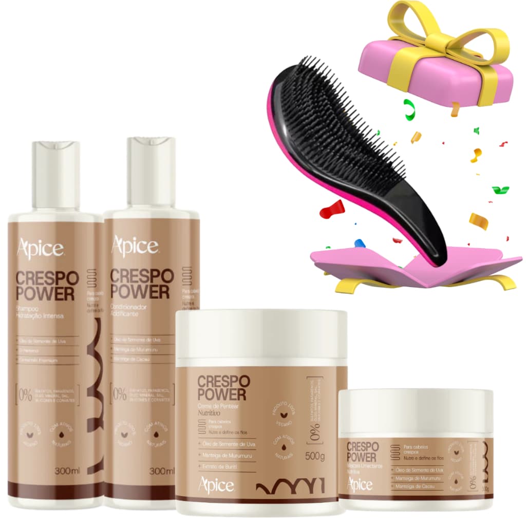Kit Apse Shampoo, Condicionador, Creme de Pentear e Máscara Crespo Power
