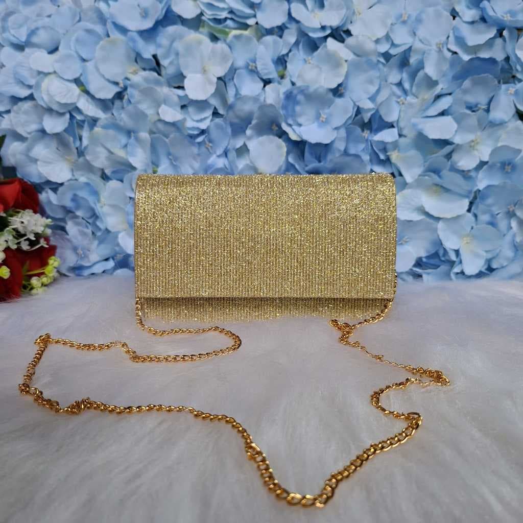 Bolsa Feminina de Festa Cinza com Glitter - Elegante e Estilosa com Fecho de Pressão