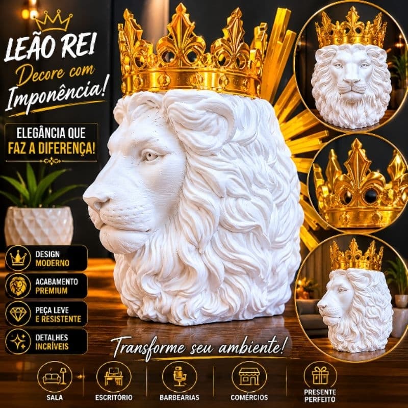 Decoração de luxo Leão com coroadourada