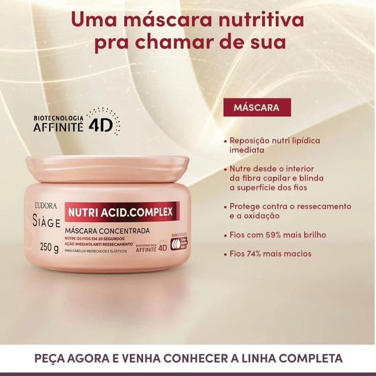 Máscara Capilar Concentrada Siàge Nutri Acid.Complex 250g Eudora