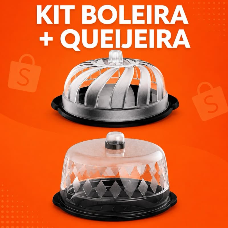 Kit Boleira + Queijeira Com Tampa Transparente Porta Bolo Porta Queijo Premium Multiuso Cozinha Mesa Posta Festa