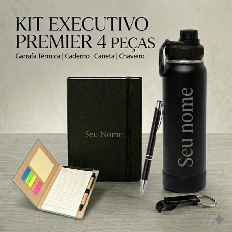 kit Executivo Personalizado com bloco de anotações e Garrafa Térmica 900 ml  Desenhos Nomes Profissão
