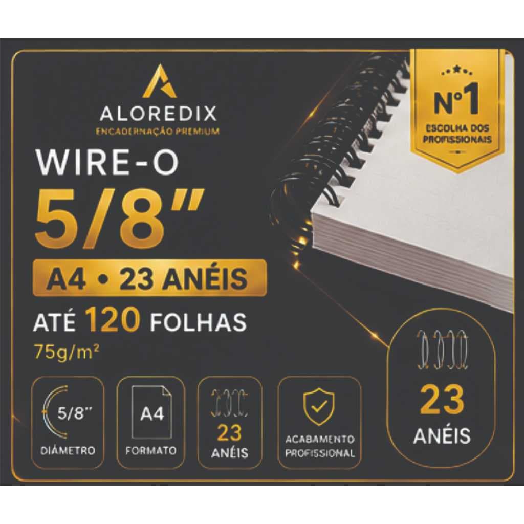 WIRE O PARA ENCADERNAÇÃO 2X1 5/8 A4 4 A 20 UNIDADES