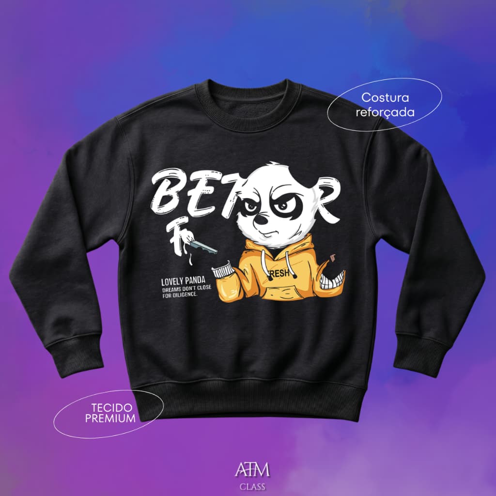 Moletom Casual desenho hype urso panda tecido premium envio imediato