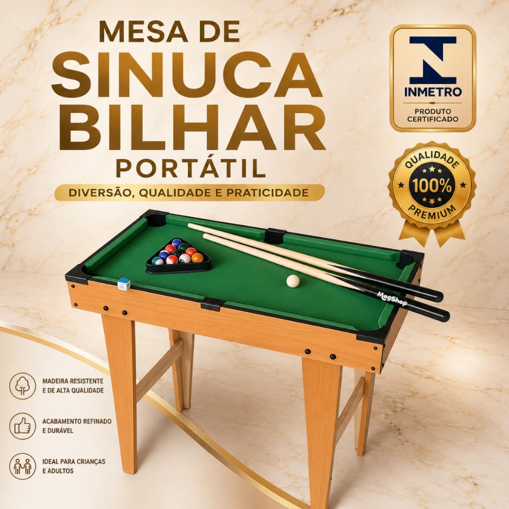 Bilhar mini Mesa De Sinuca profissional 69 cm Com Tacos Bolas E Pezinho 10 cm  redinha