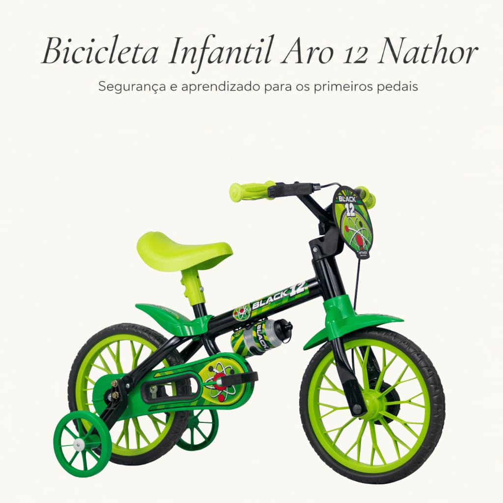 Bicicleta Infantil Aro 12 Black - Nathor