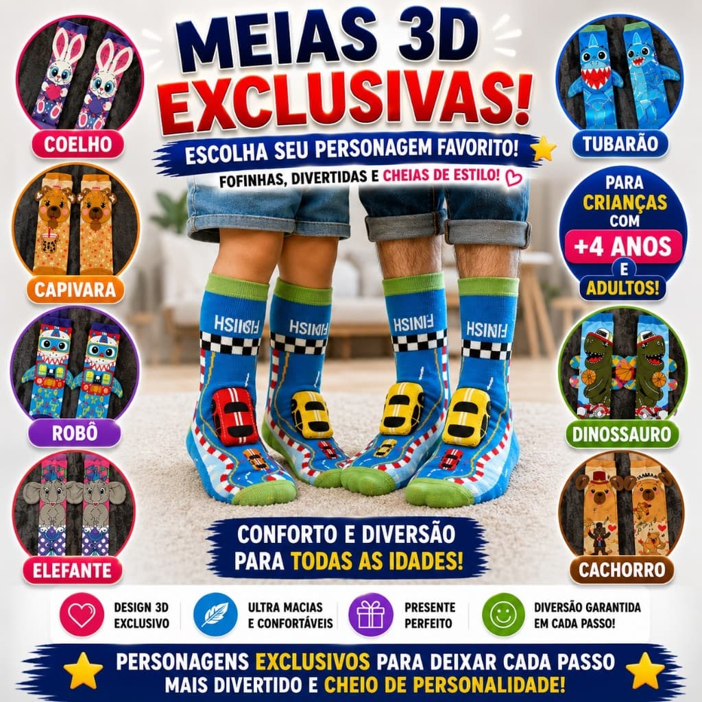 Meia de personagens infantil