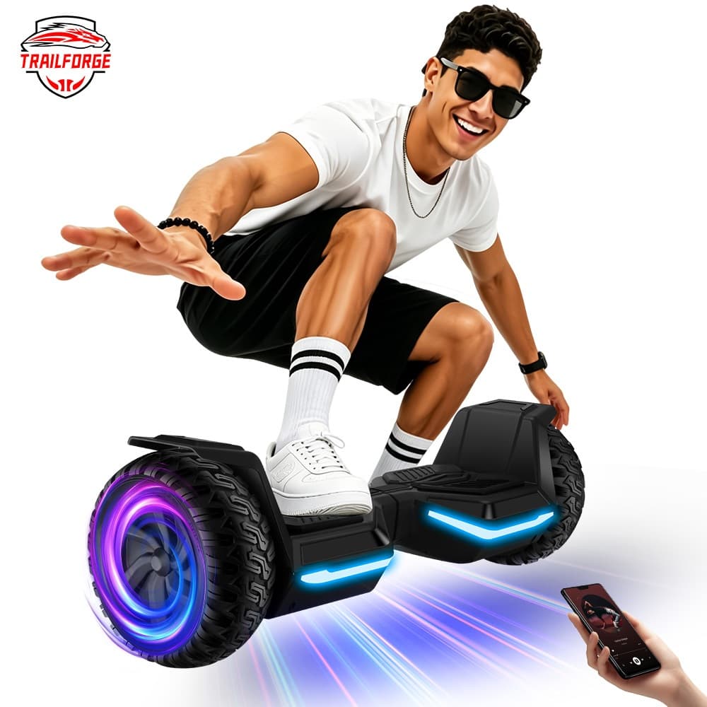 TRAILFORGE Hoverboard-S2 700W 8.5"‌ Modelo off-road para adultos com Bluetooth e música