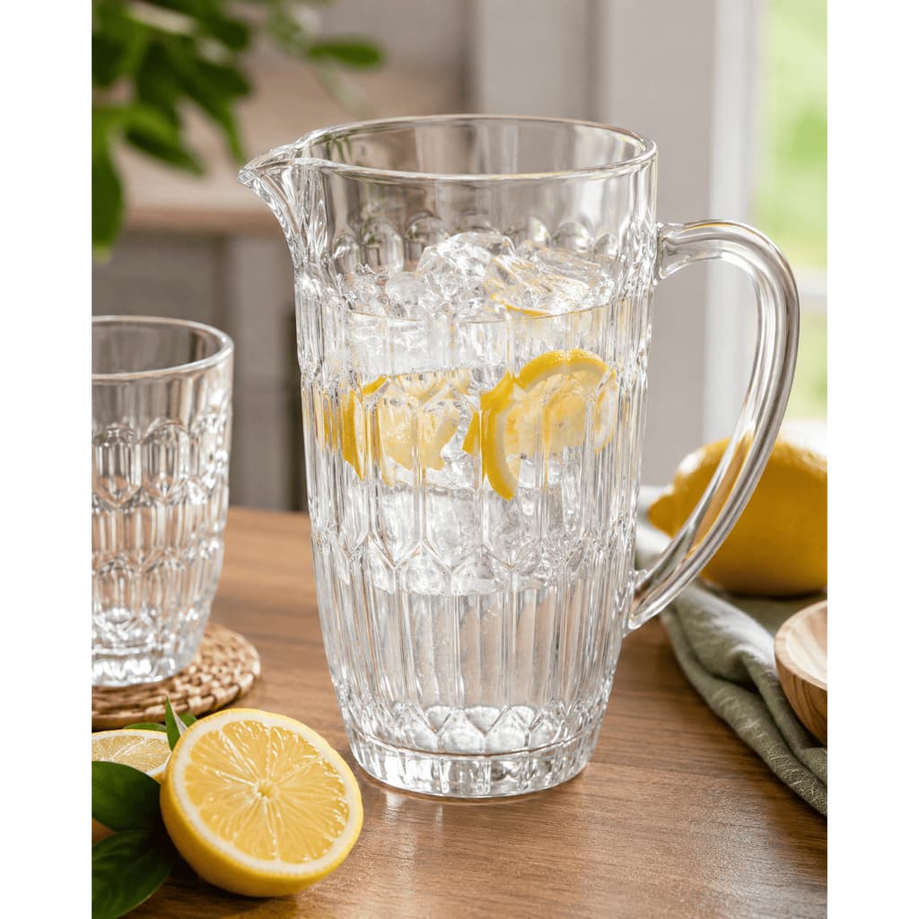 Jarra De Vidro Diamond Suco Drinks Chá 1200 ml Alça Luxo Transparente