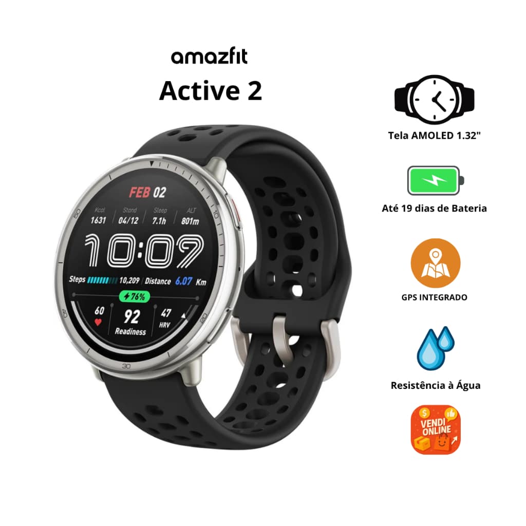 Relógio Smartwatch Amazfit Active 2 Original - Tela Amoled Com Gps Resistente à Água - Envio Imediáto