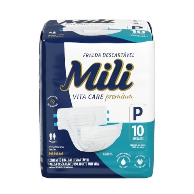 Fralda Geriátrica Mili Vita Care Premium Tamanho P com 10 Unidades