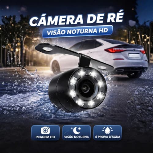 Câmera De Ré HD Automotiva Visão Noturna 8 Leds + Segurança Envio imediato