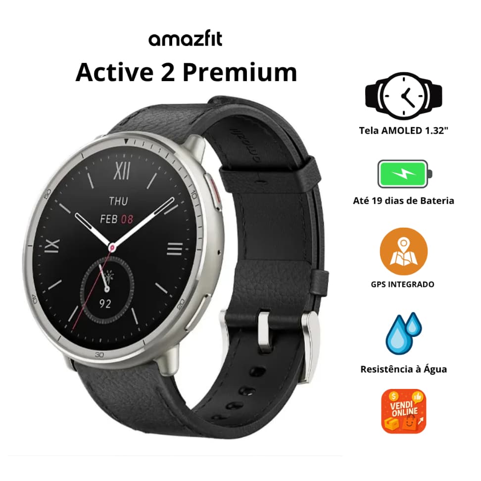 Smartwatch Amazfit Active 2 Premium AMOLED GPS 5ATM Versão Global Lacrado