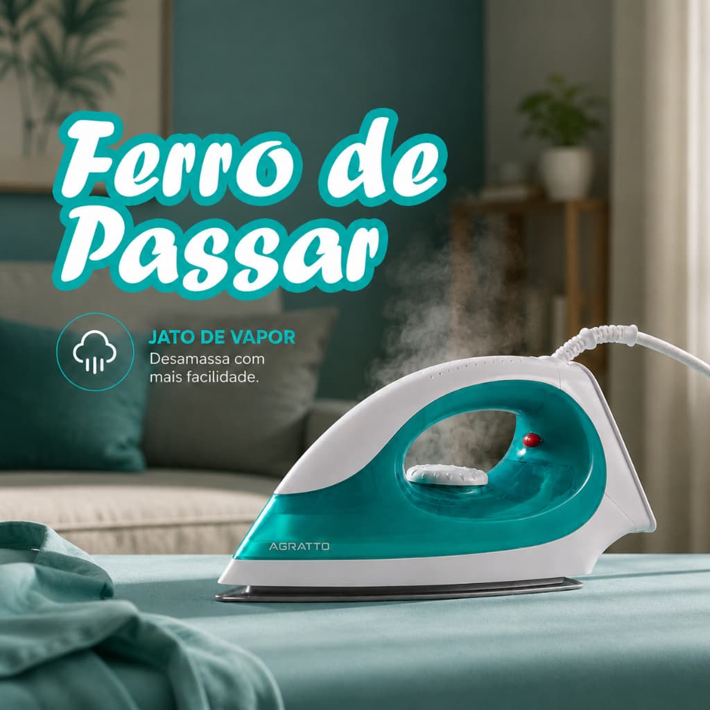Ferro de Passar a Seco Ferro Passar Branco Ferro 127v Agratto Ferro profissional Antiaderente