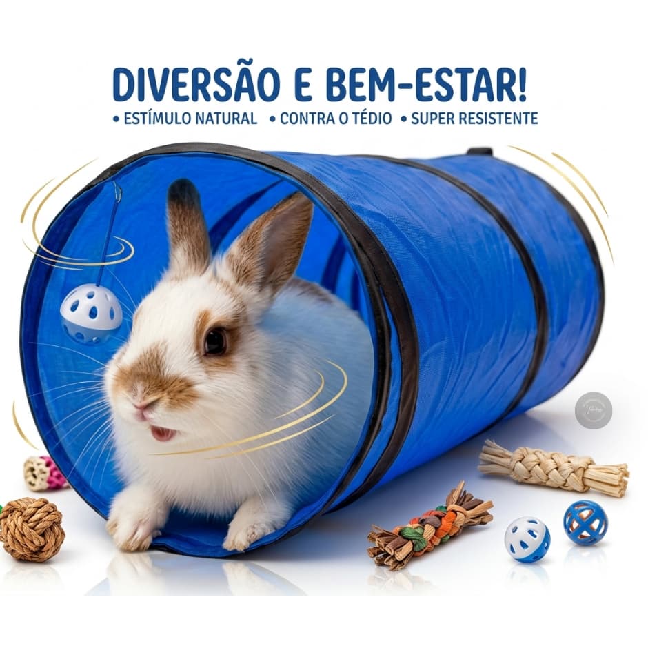 Toca Tunel cama para coelhos roedores e porquinhos da india Colorido