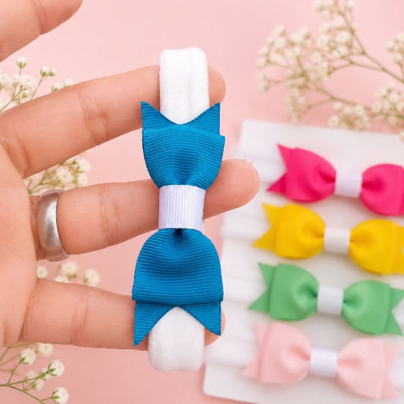 kit com 5 Laços na Meia de Seda Slim Cores Sortidas Ideal para Bebê RN e Crianças até 2 anos