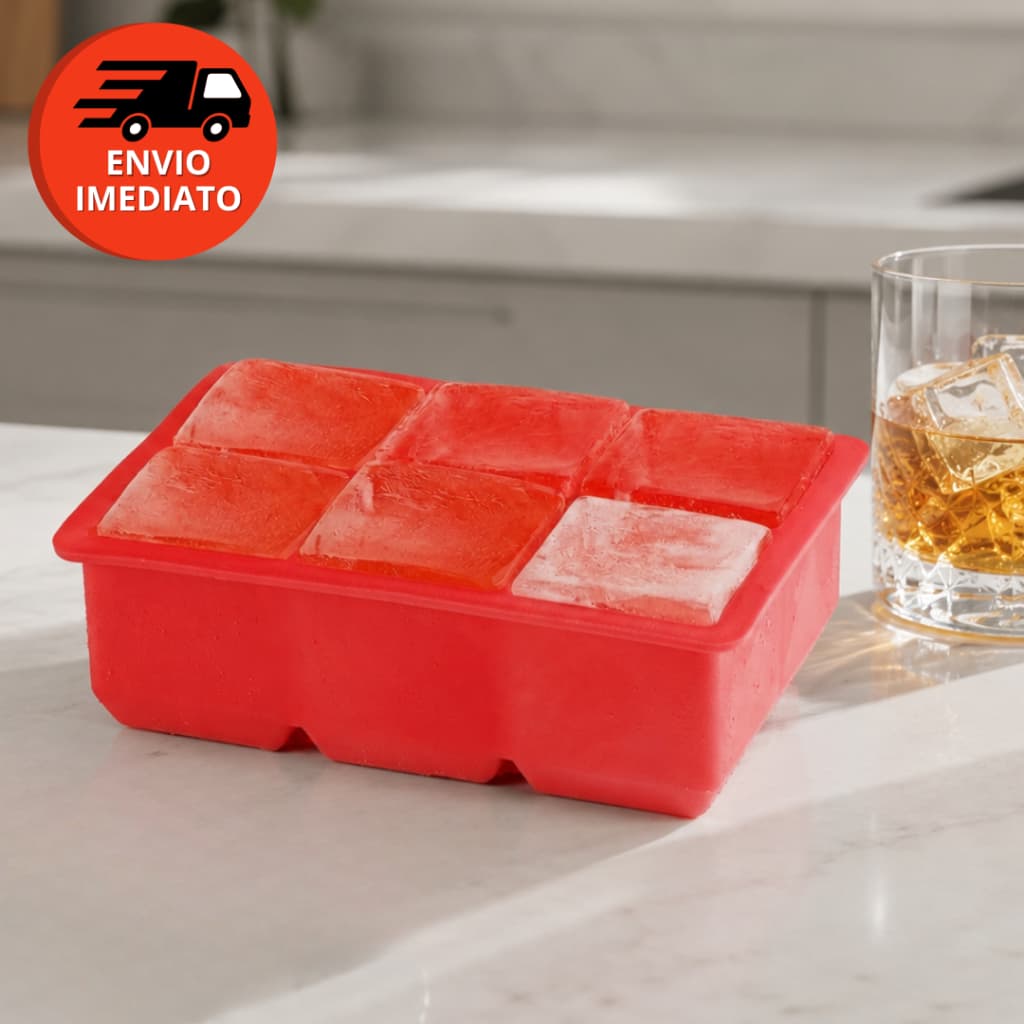 Kit Forma Silicone Gelo Grande 6 Cubos Flexível Maleável Drink Whisky Chocolate Gelatina