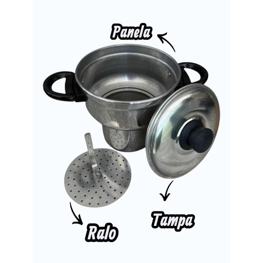 Cuscuzeira de Alumínio Polido 16cm Tampa de Alumínio Resistente e Pratico – Cuscuz Nordestino Perfeito