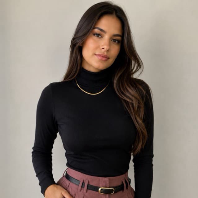 Blusa Feminina De Inverno Cacharrel Manga Longa Segunda Pele