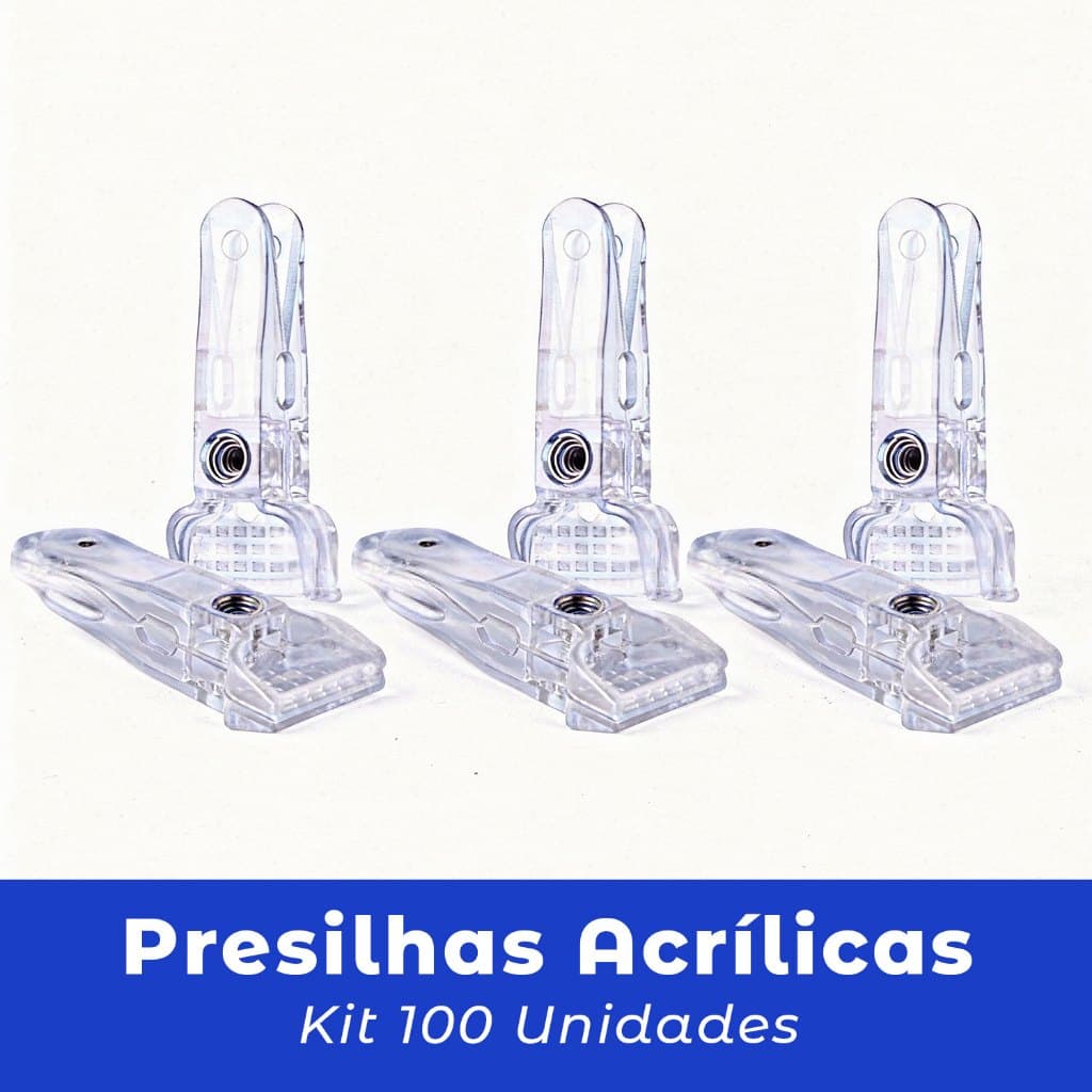 100 unidades de Presilhas P/ Cabides e Cruzetas Transparentes Acrílicas