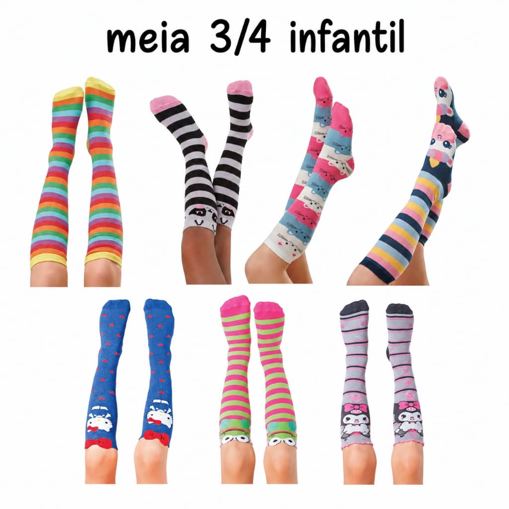 Meia 3/4 Infantil menina Inverno Confortável quentinha