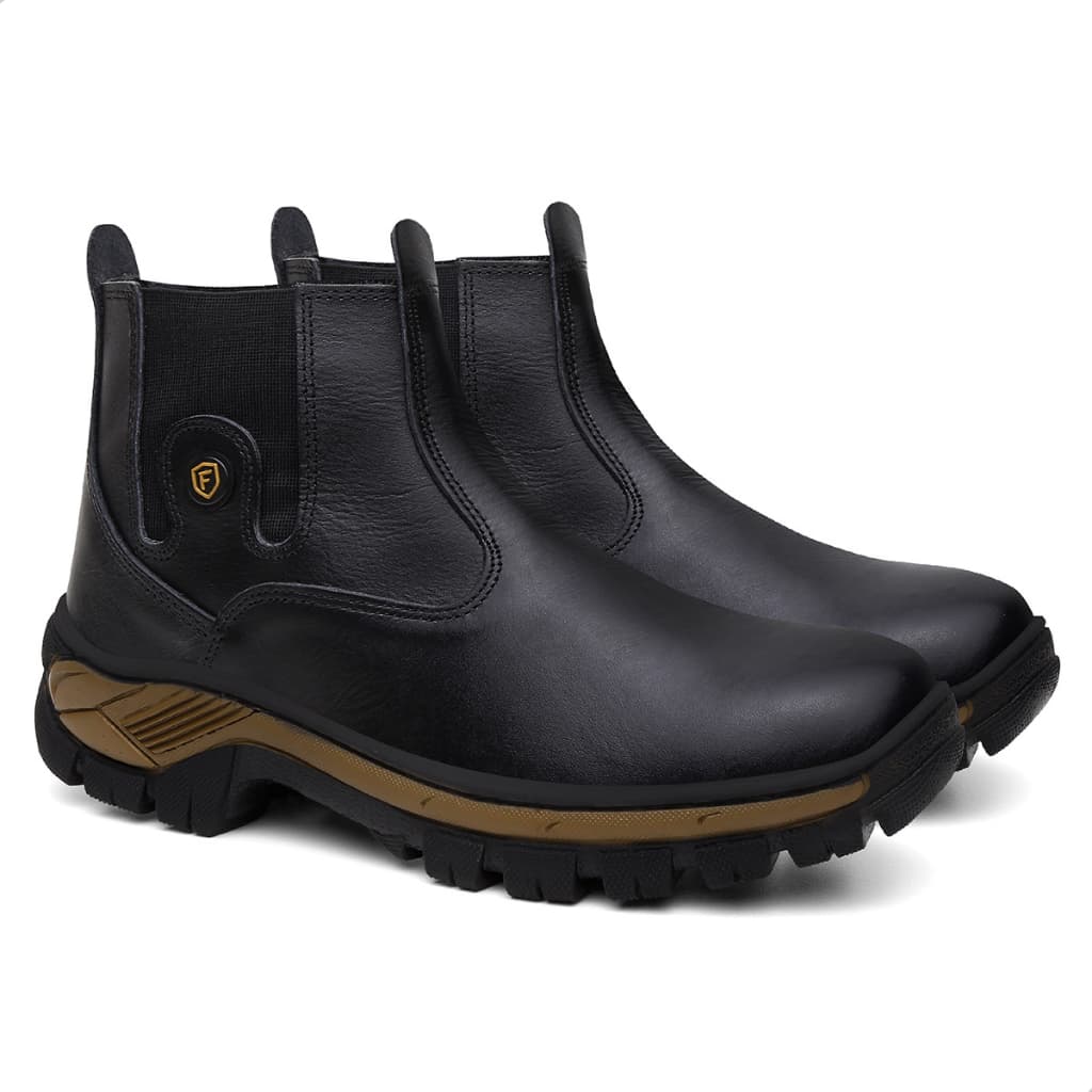 Bota Botina Masculina Em Couro Impermeável Palmilha Em Gel Original