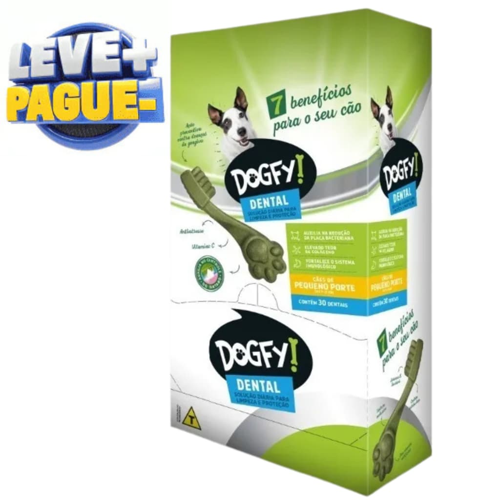 Caixa 30 un. Petisco Pet Dental DogFy Escovação Limpeza Tártaro Dentes Cachorro Original