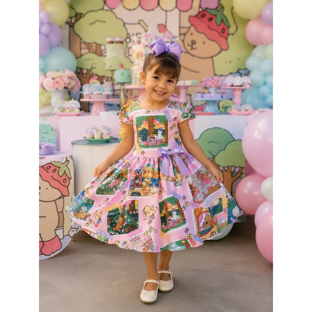 Vestido Bobie Goods Colorido Infantil Feminino 4 a 12 anos